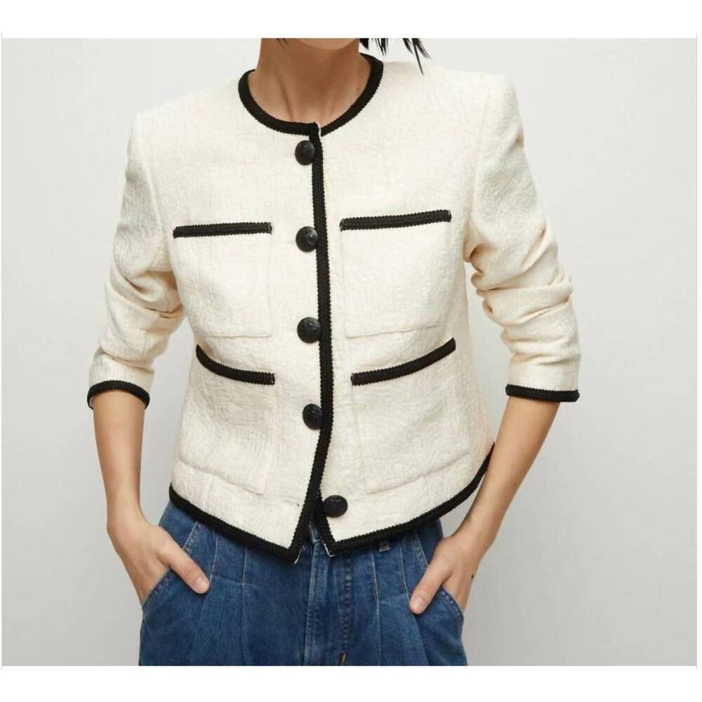Veronica Beard Darla Front Button Jacket Ecru Cream Pockets Lined Size 10 New